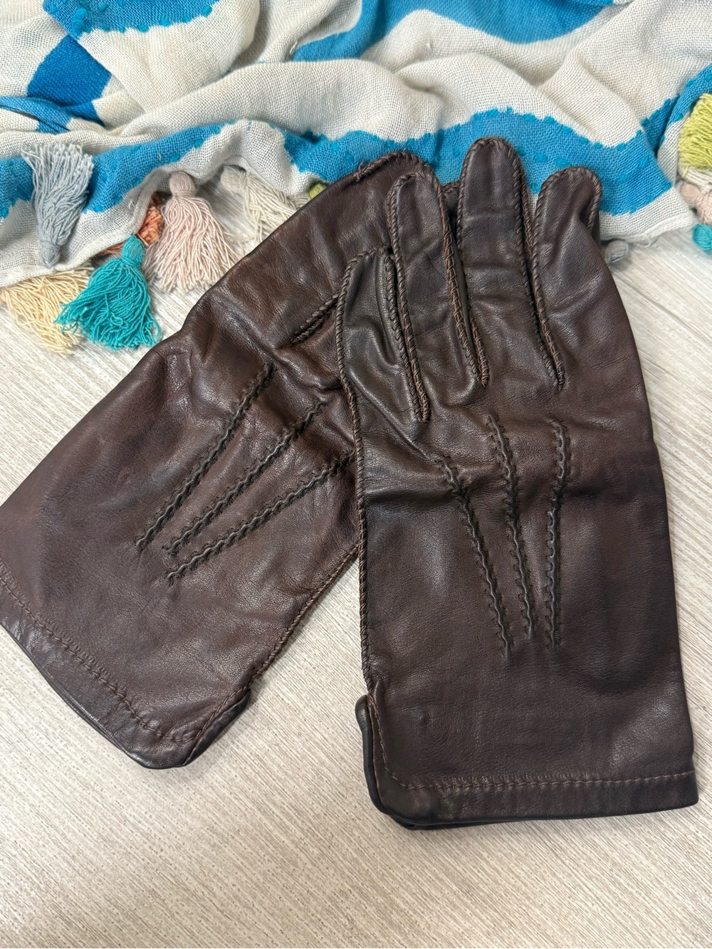 Men's Brown Leather Gloves by GRANDOE